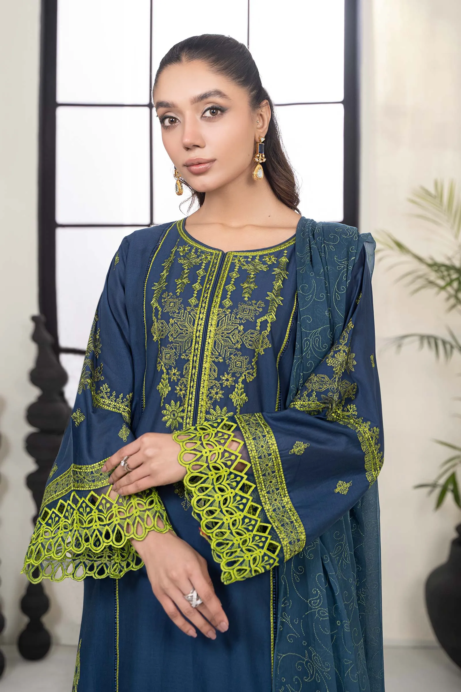 3 Piece Embroidered Lawn Suit | DW-EF24-103