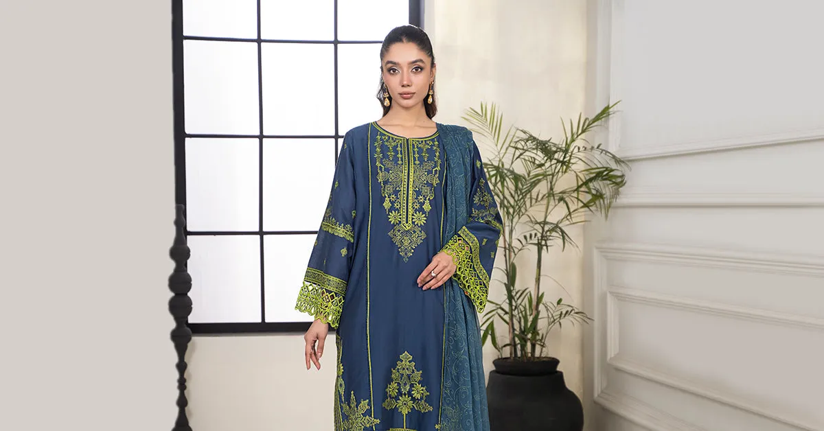 3 Piece Embroidered Lawn Suit | DW-EF24-103