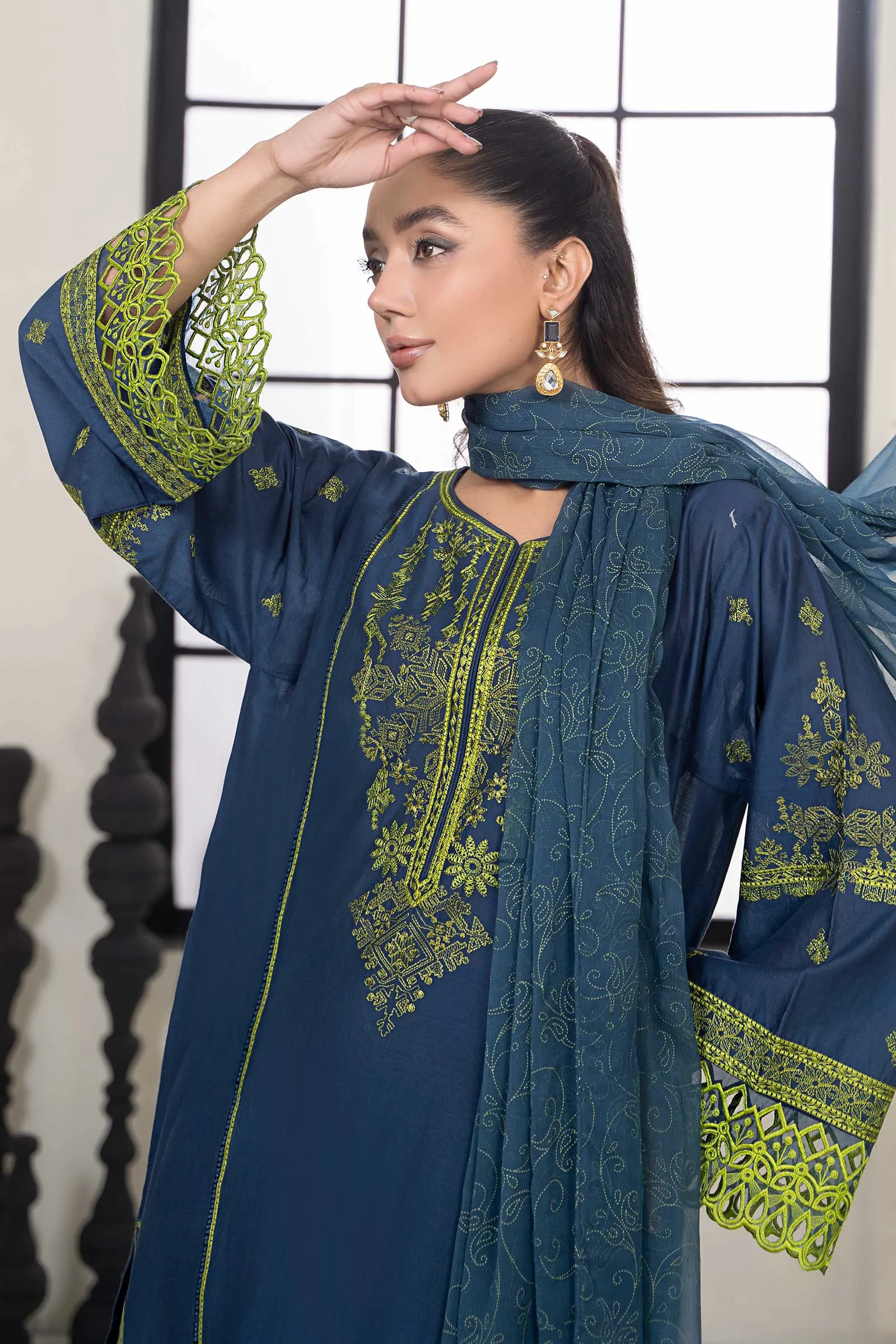 3 Piece Embroidered Lawn Suit | DW-EF24-103