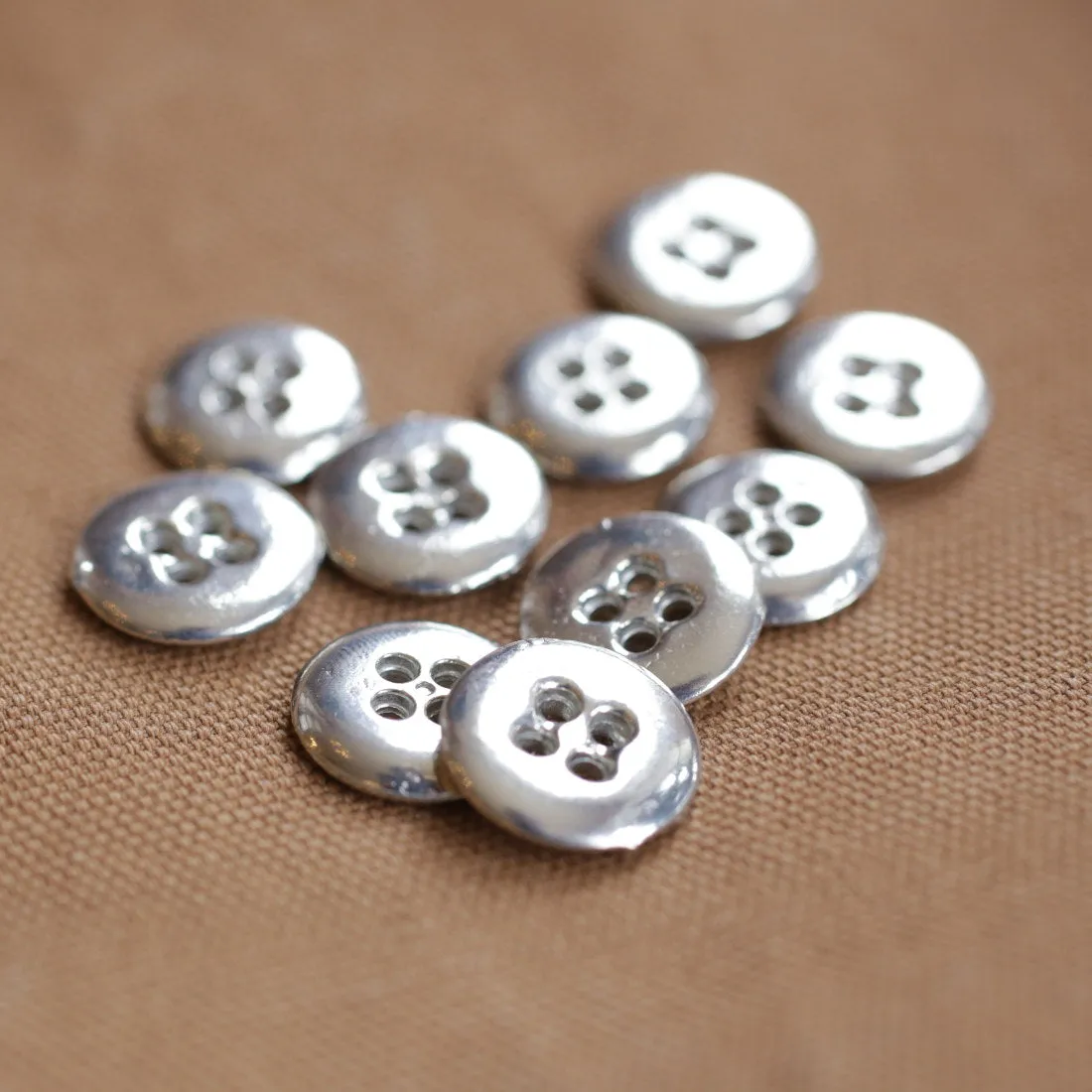 4 Hole Pewter Buttons Pkg of 10