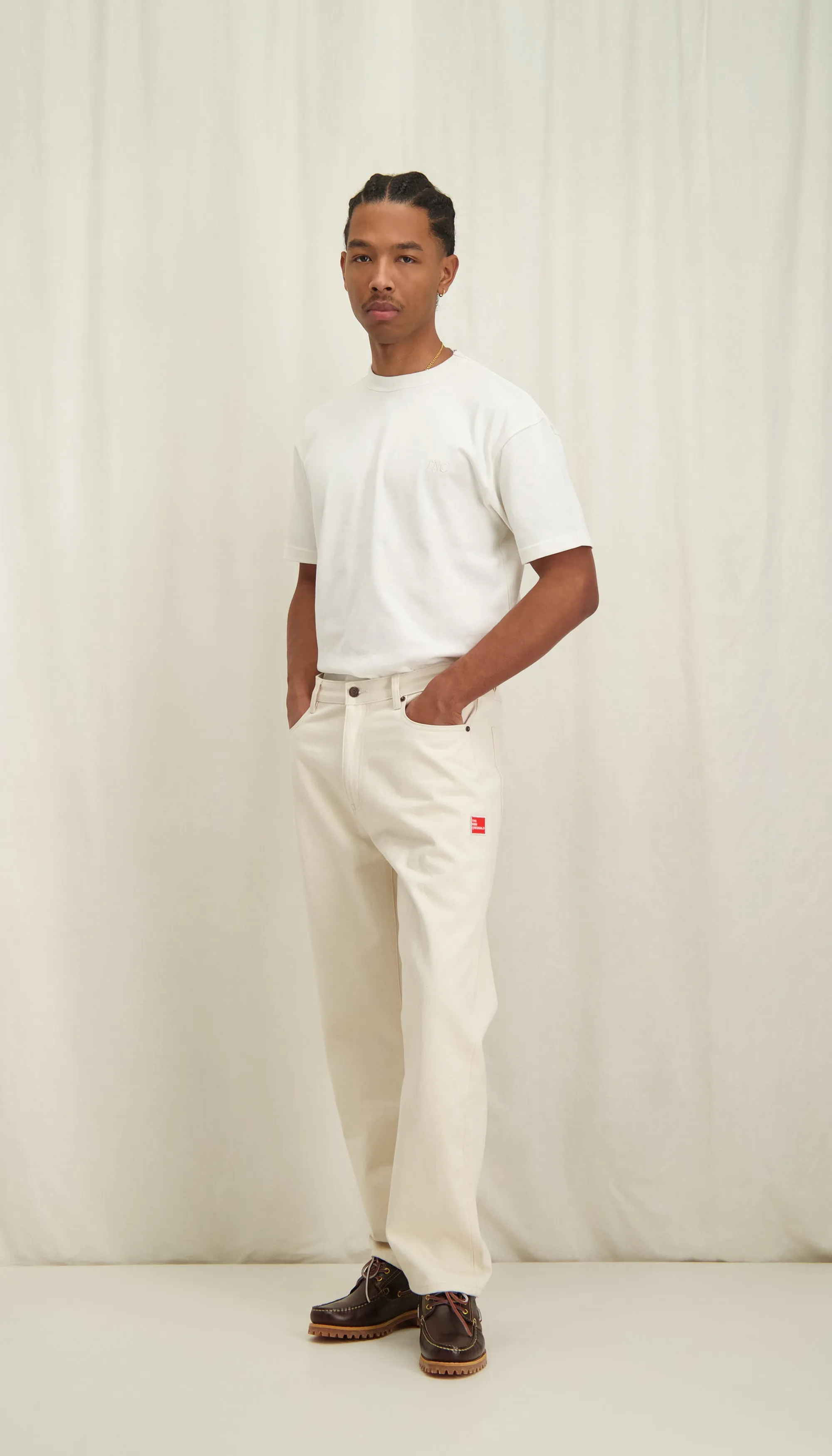 9-Dots Relaxed Jeans White Alyssum