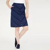 A-Line Chevron Print Denim Skirt