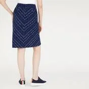 A-Line Chevron Print Denim Skirt