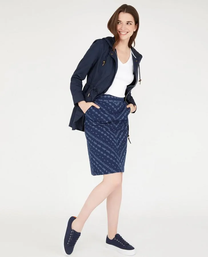 A-Line Chevron Print Denim Skirt