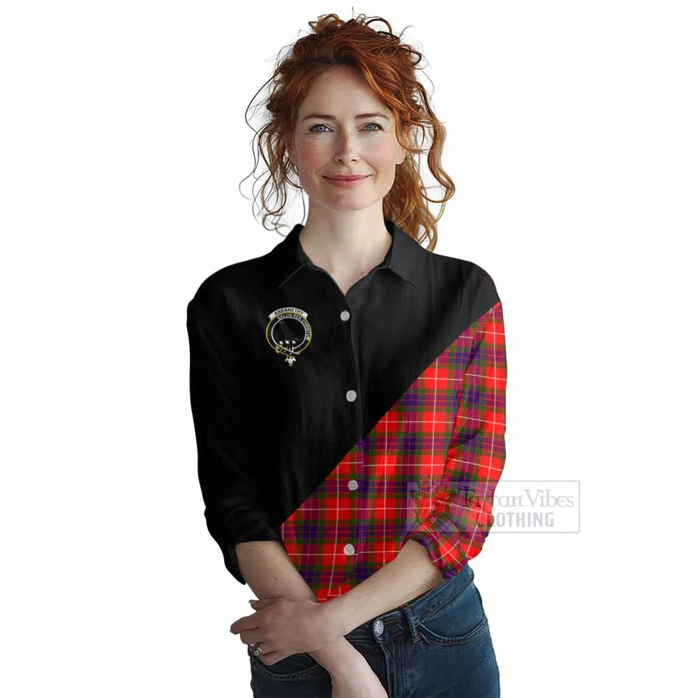 Abernethy Tartan Women's Casual Shirt with Family Crest and Military Logo Style