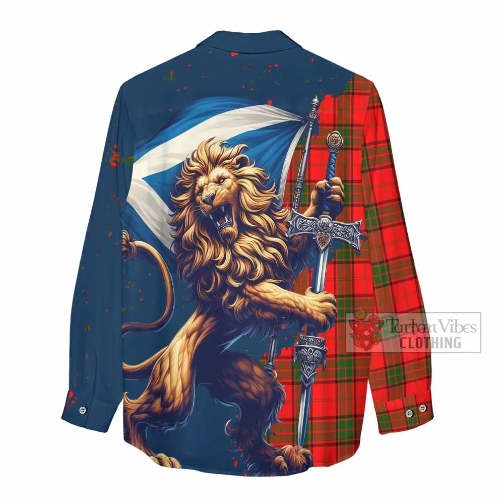 Adair Tartan Family Crest Women's Casual Shirt with Scottish Majestic Lion