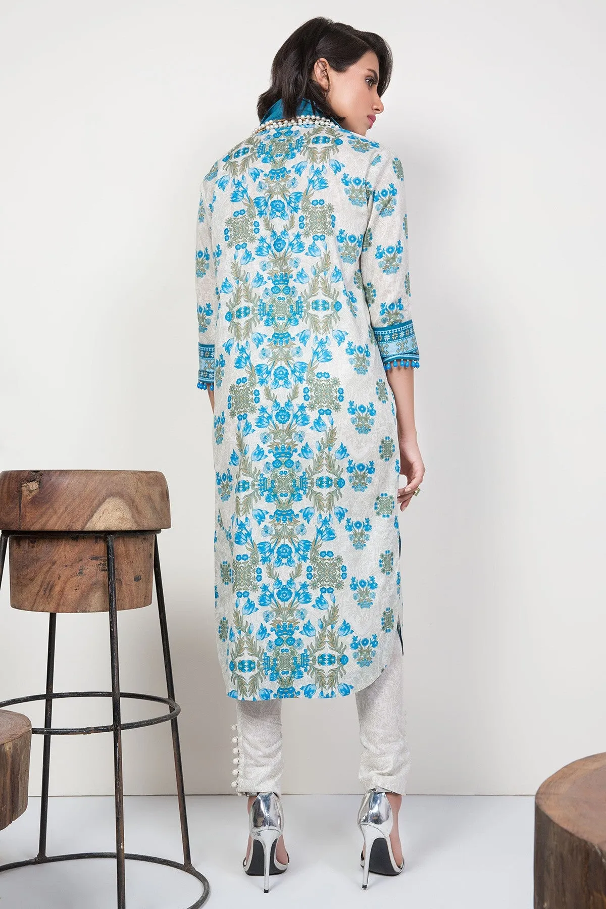 AlKaram Cambric Collection 2018 – 2 Piece Plain Shirt & Trouser – MS-32-18-Blue