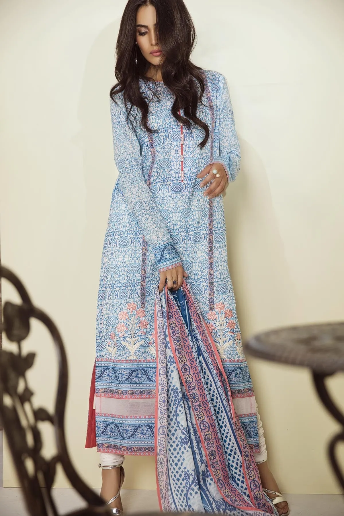 AlKaram Cambric Collection 2018 – 3 Piece Embroidered – MS-11.1-18-Blue