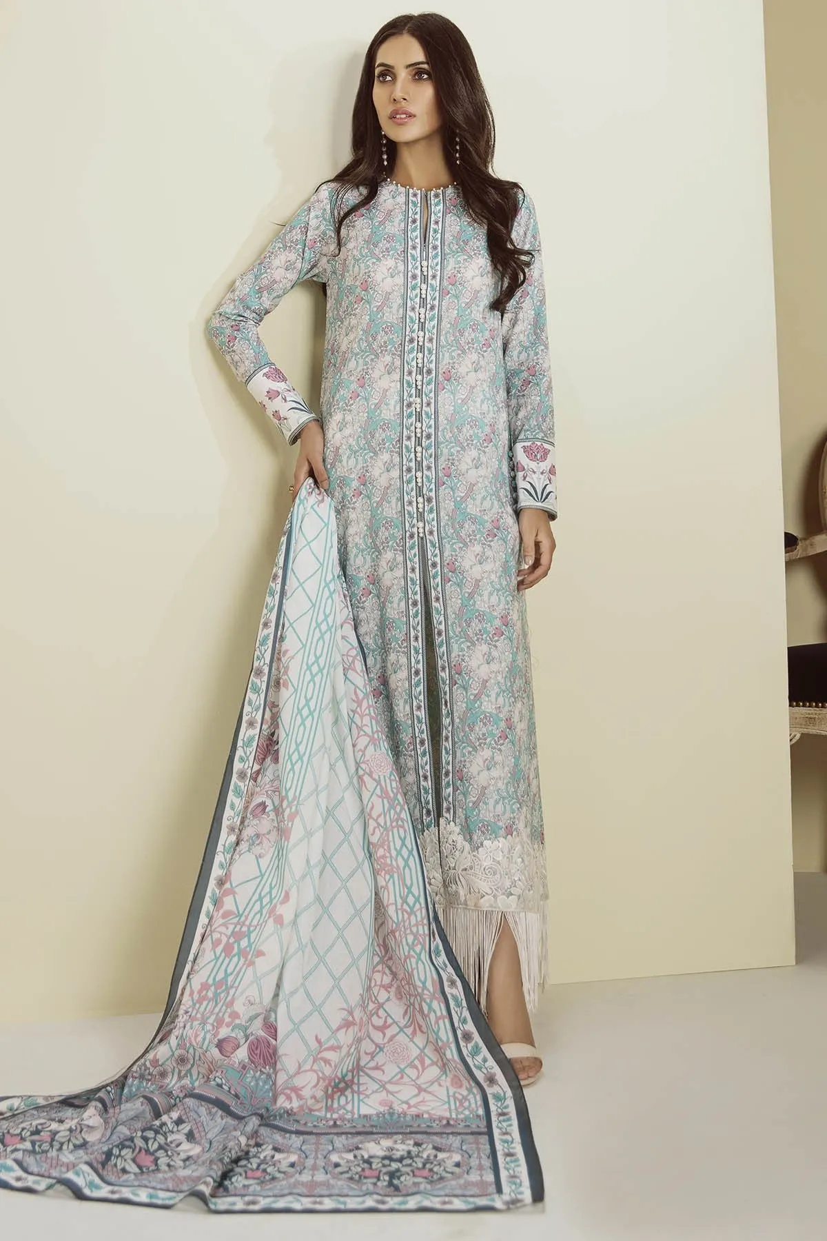 AlKaram Cambric Collection 2018 – 3 Piece Embroidered – MS-12.1-18-Turquoise