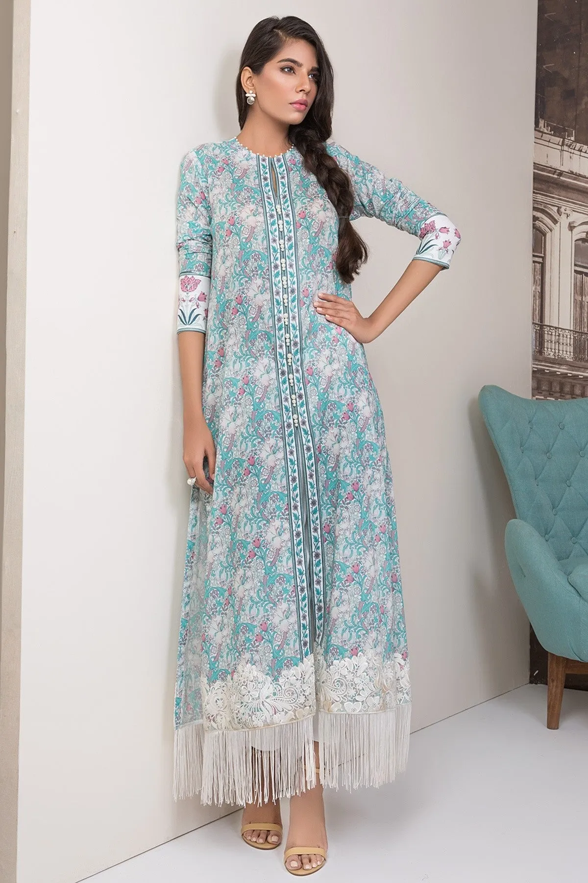 AlKaram Cambric Collection 2018 – 3 Piece Embroidered – MS-12.1-18-Turquoise