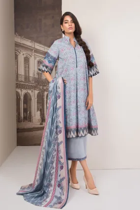 AlKaram Cambric Collection 2018 – 3 Piece Printed Plain – MS-27.1-18-Blue