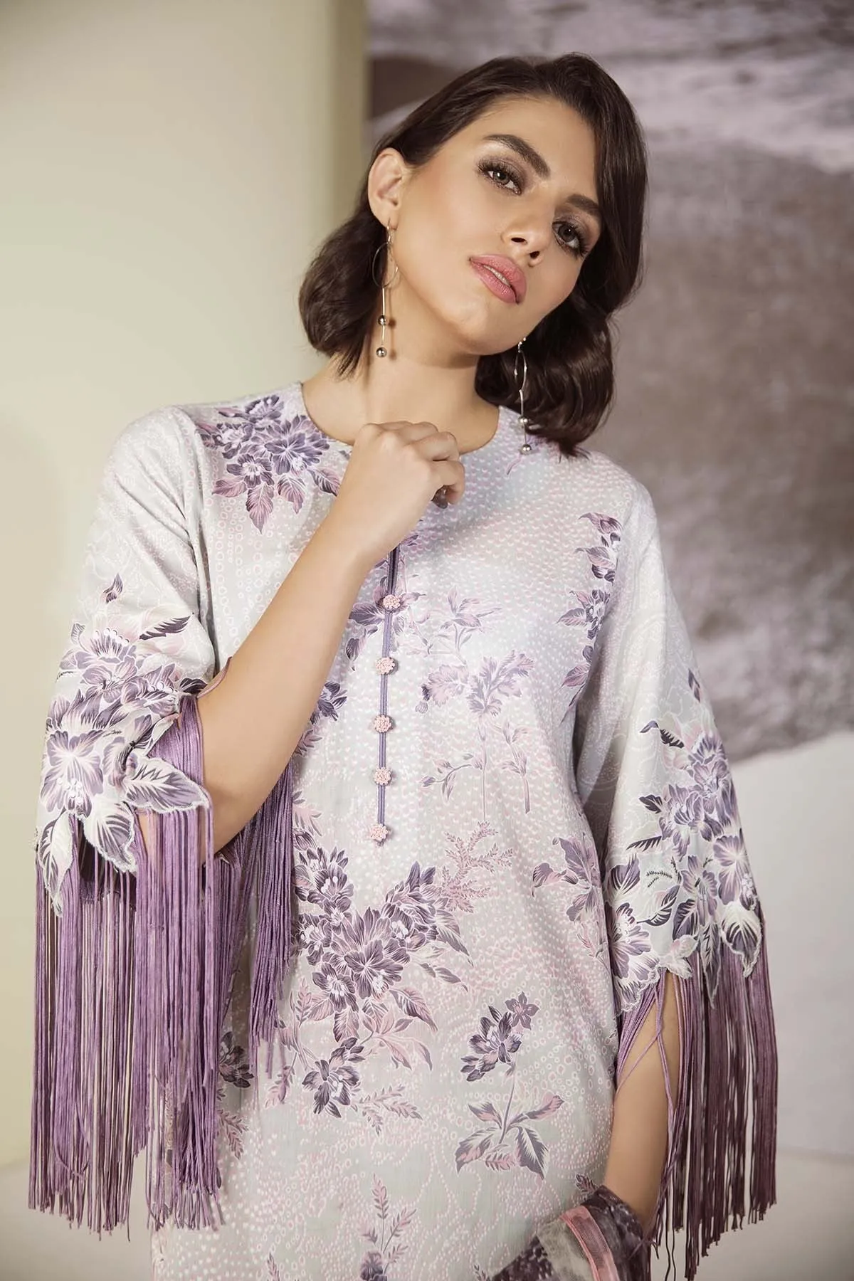 AlKaram Cambric Collection 2018 – 3 Piece Printed Plain – MS-42-18-Purple