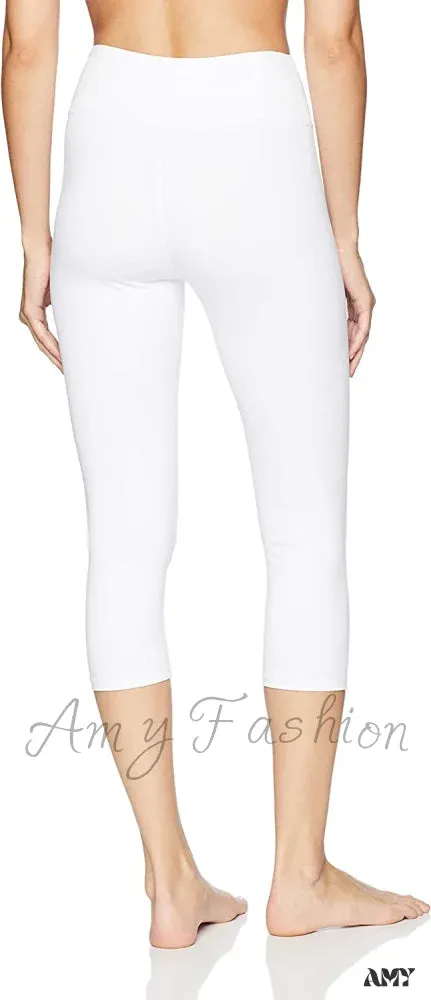 Amy Fashion - Capri Legging Inner Pocket Non See-Through Fabric Leggings