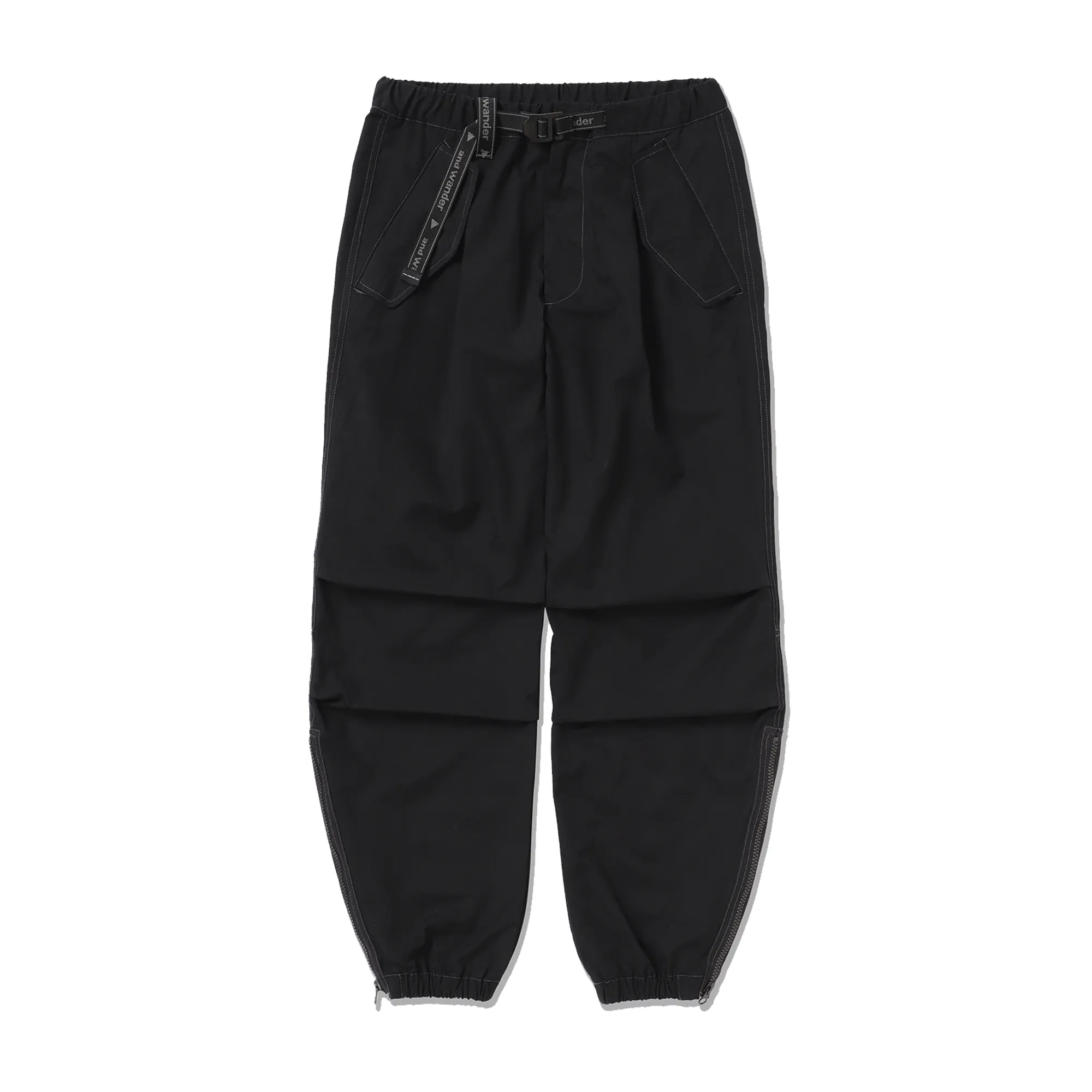 and wander High Count Cloth Side Zip Hem Pants Black