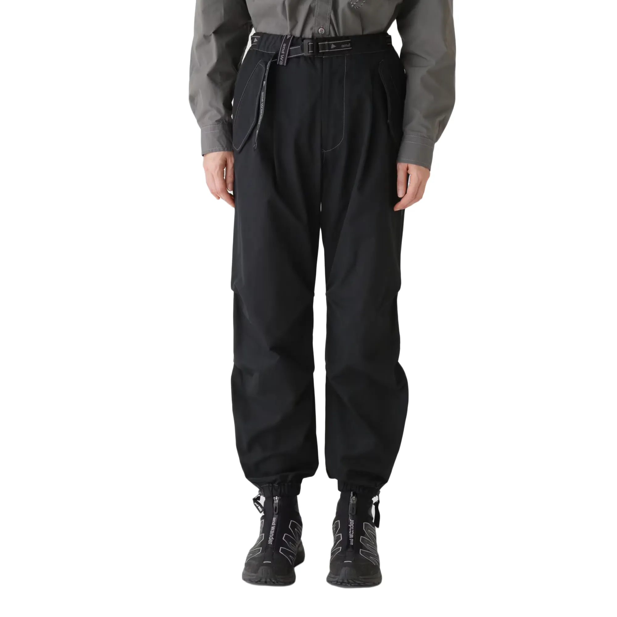 and wander High Count Cloth Side Zip Hem Pants Black