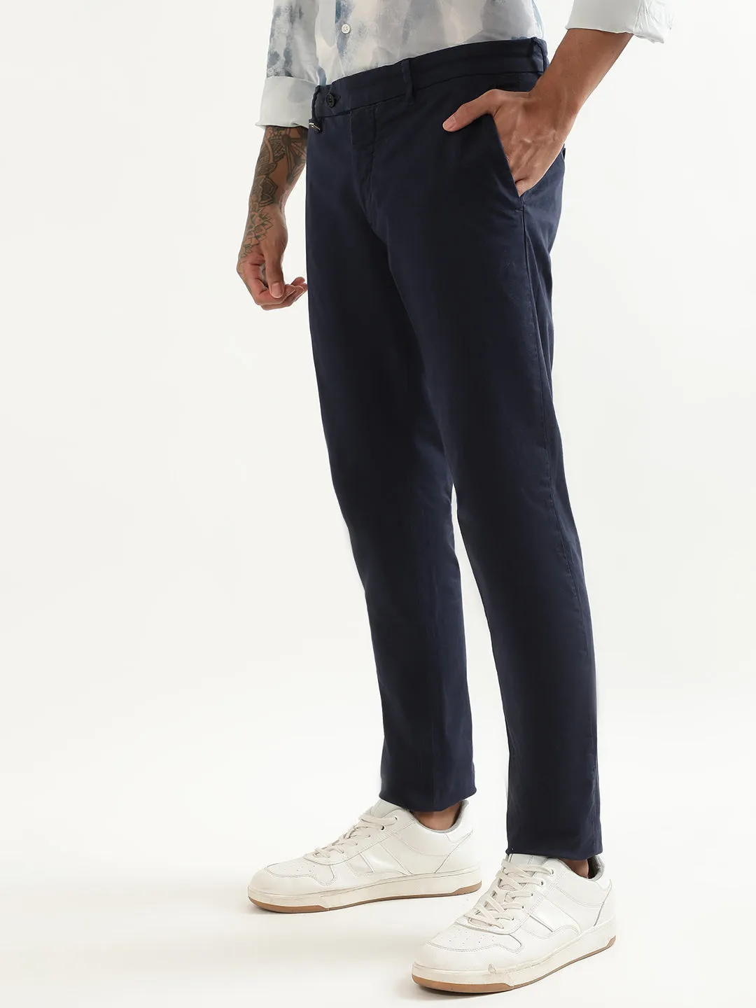 Antony Morato Men Cotton Mid-Rise Skinny Fit Trousers