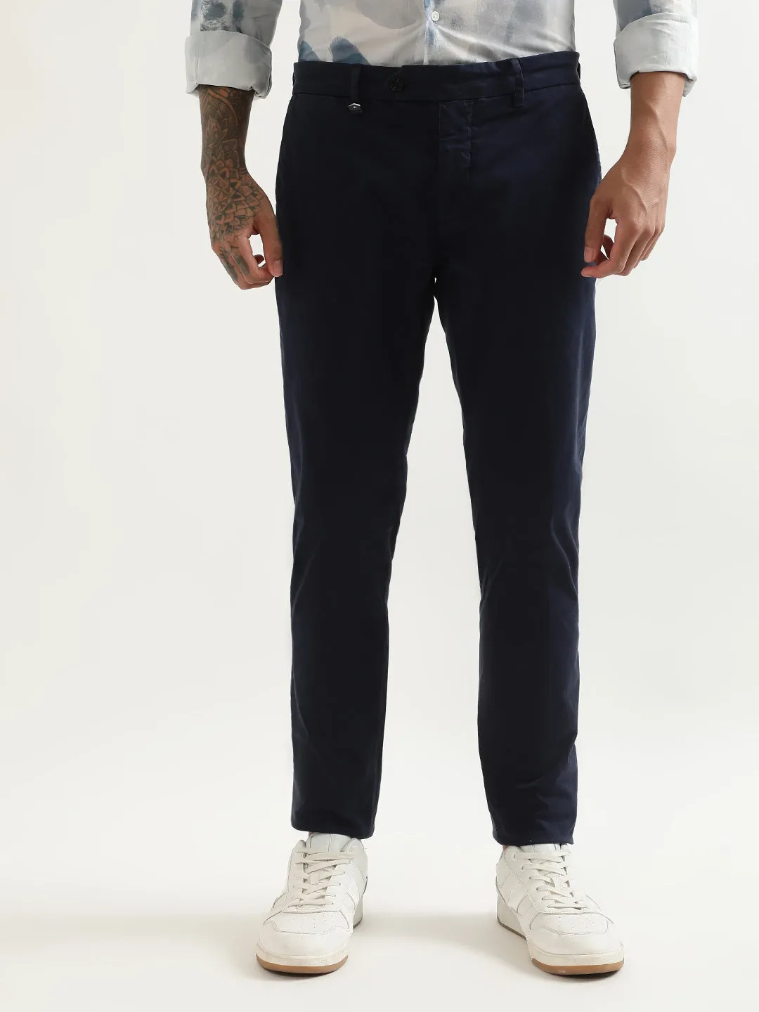 Antony Morato Men Cotton Mid-Rise Skinny Fit Trousers