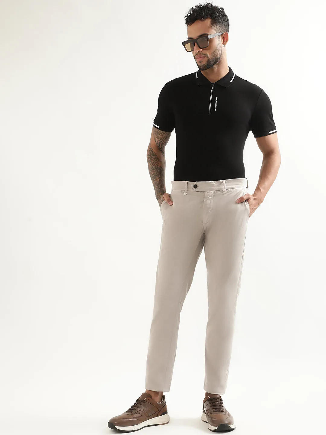 Antony Morato Men Mid-Rise Skinny Fit Cotton Trousers