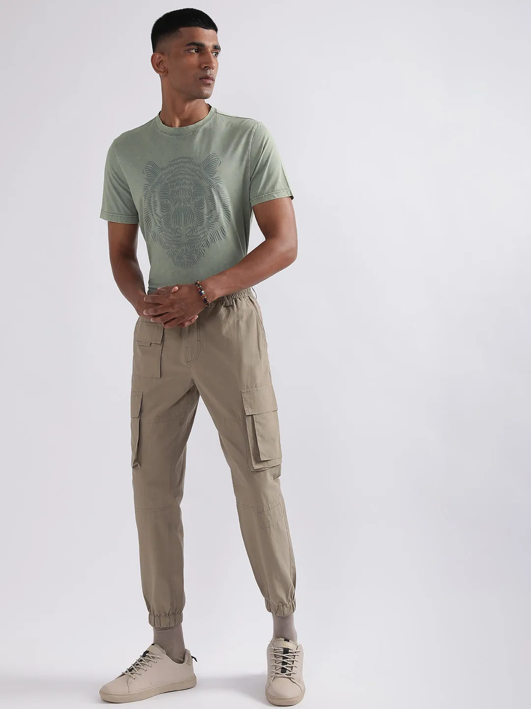 Antony Morato Men Tapered Fit Cotton Cargo Trousers