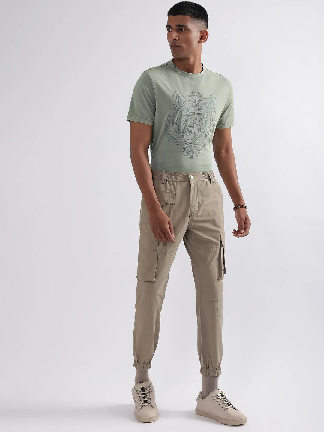 Antony Morato Men Tapered Fit Cotton Cargo Trousers