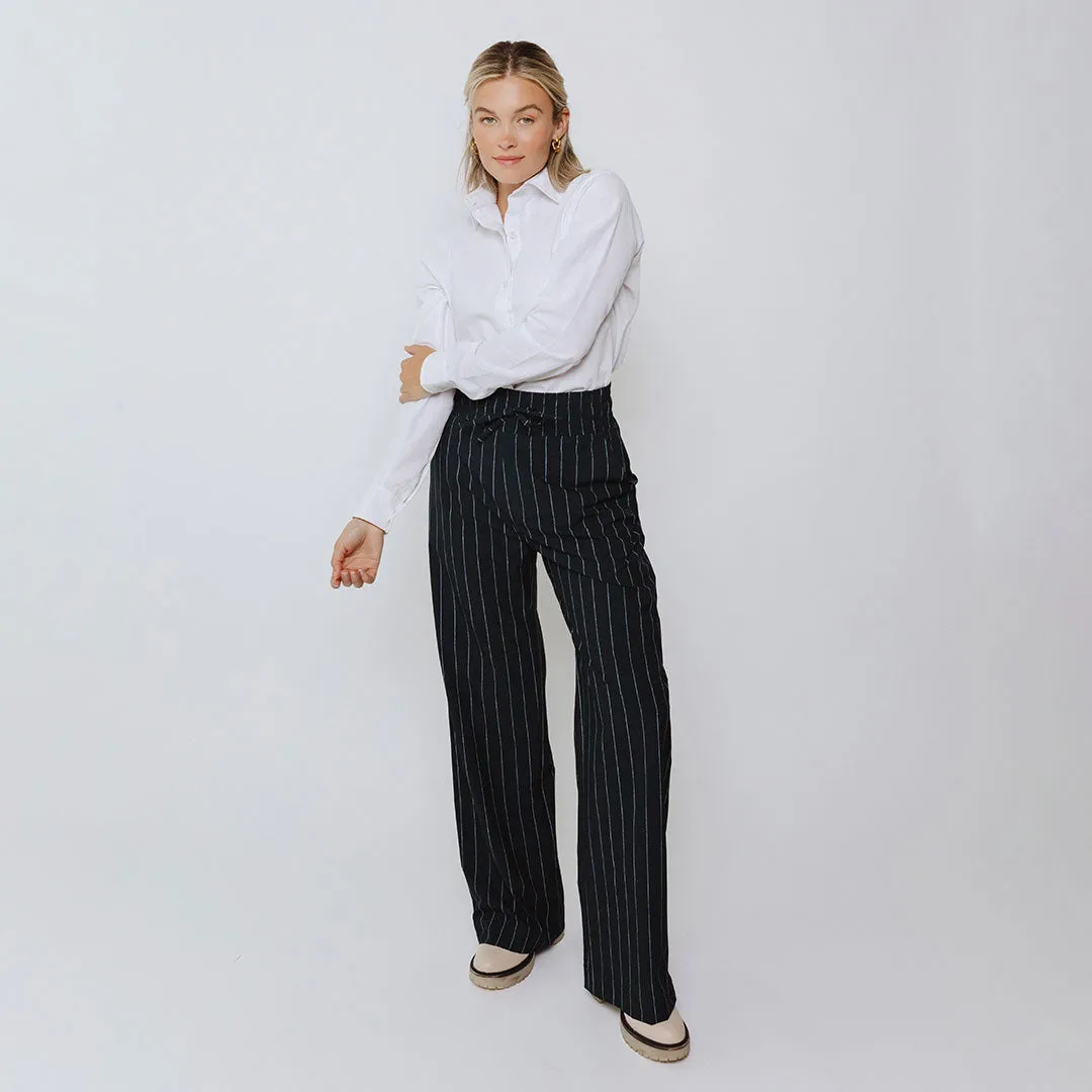 Audrey Trouser, Navy Pinstripe