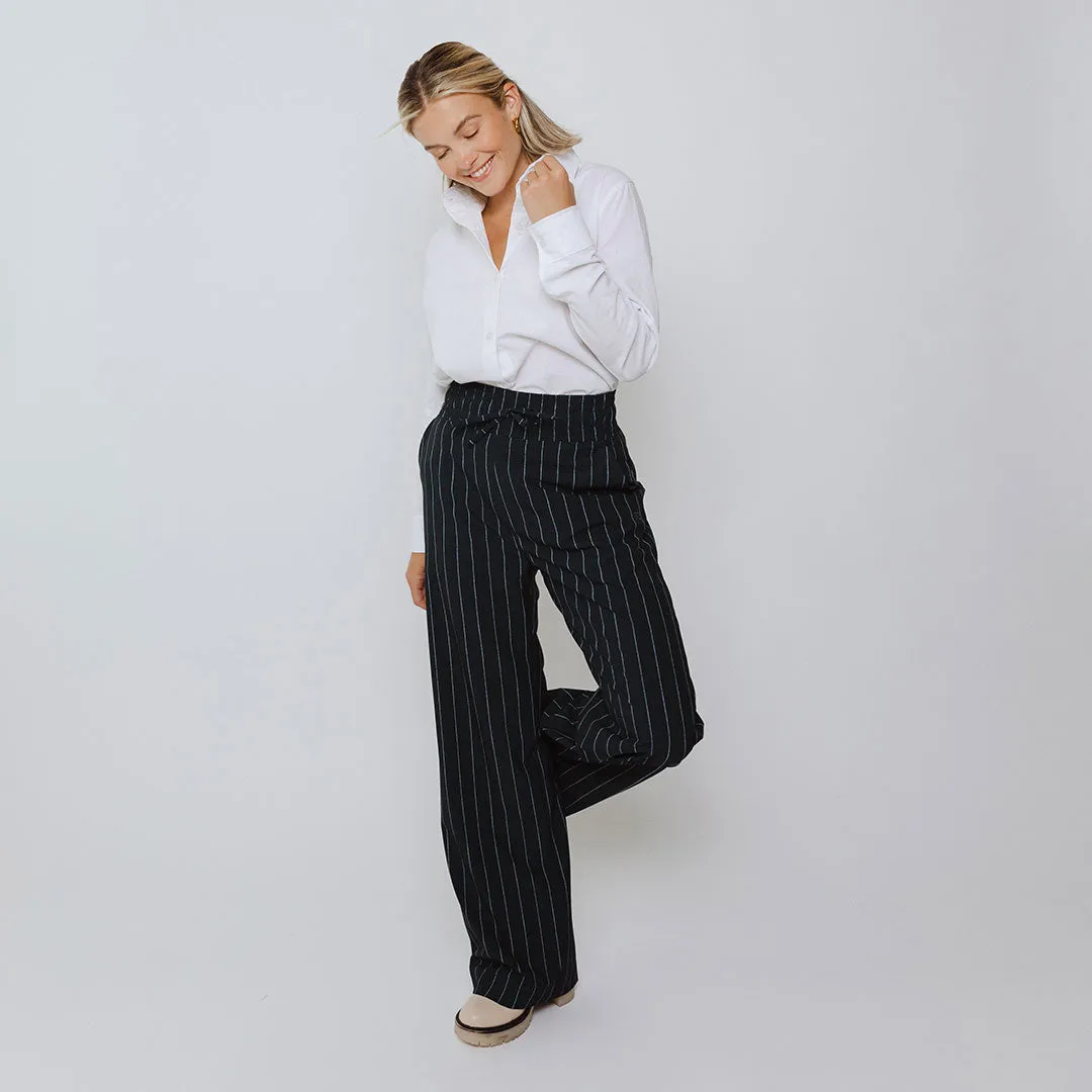 Audrey Trouser, Navy Pinstripe