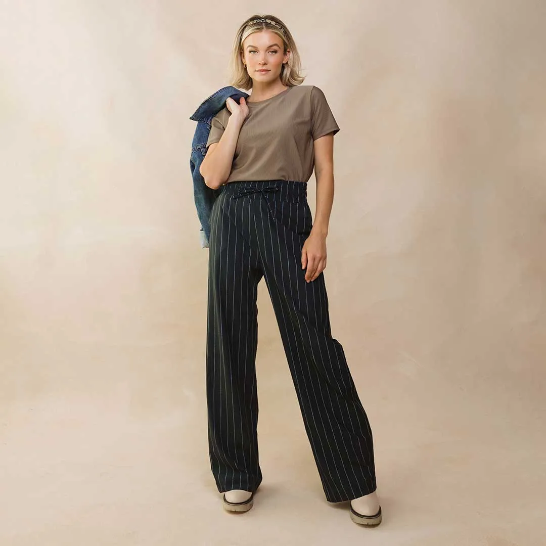 Audrey Trouser, Navy Pinstripe