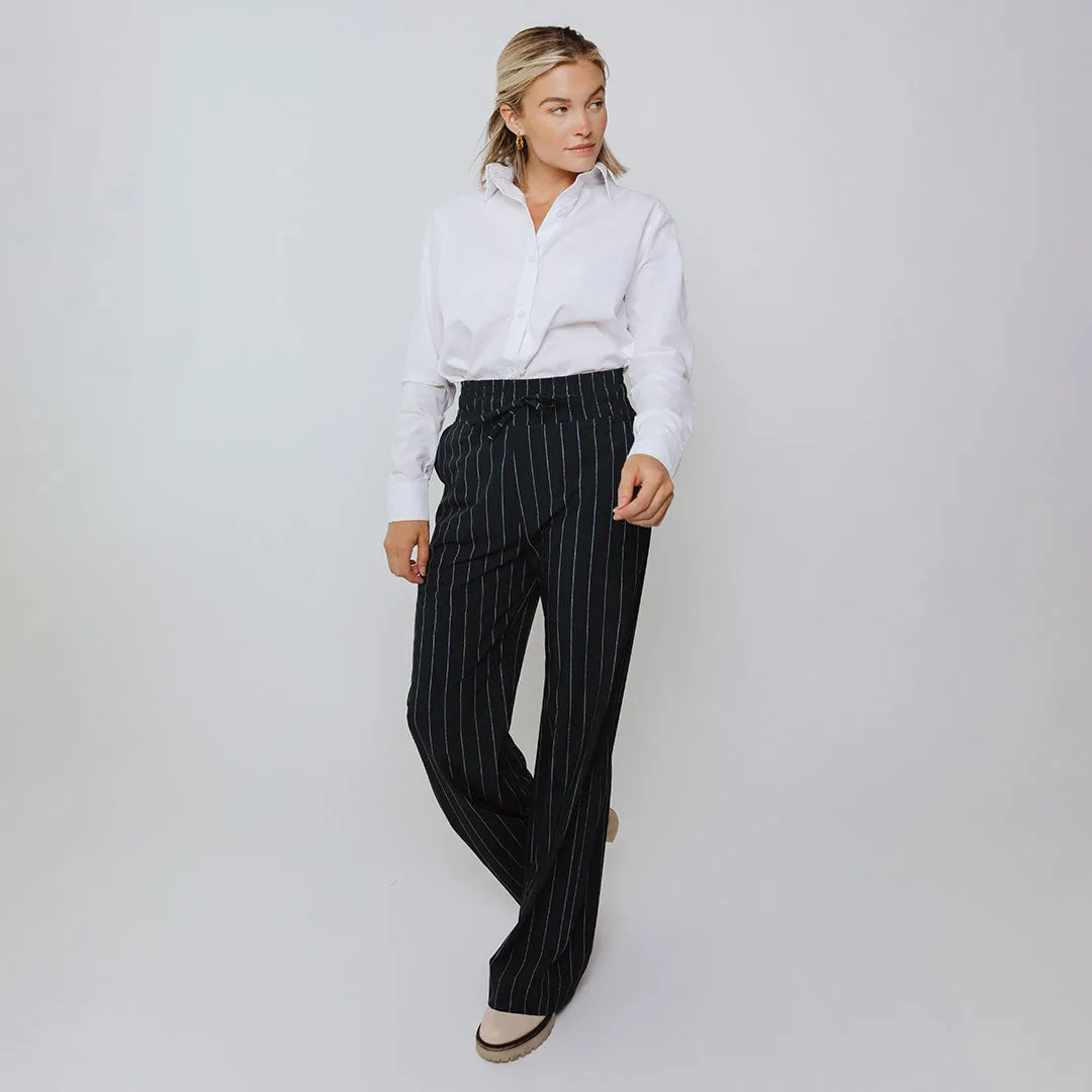 Audrey Trouser, Navy Pinstripe