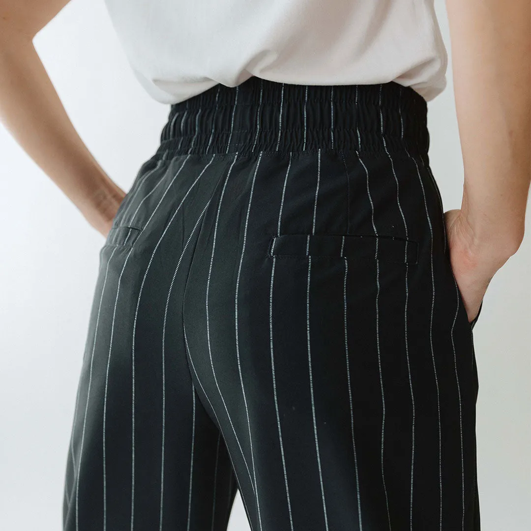 Audrey Trouser, Navy Pinstripe