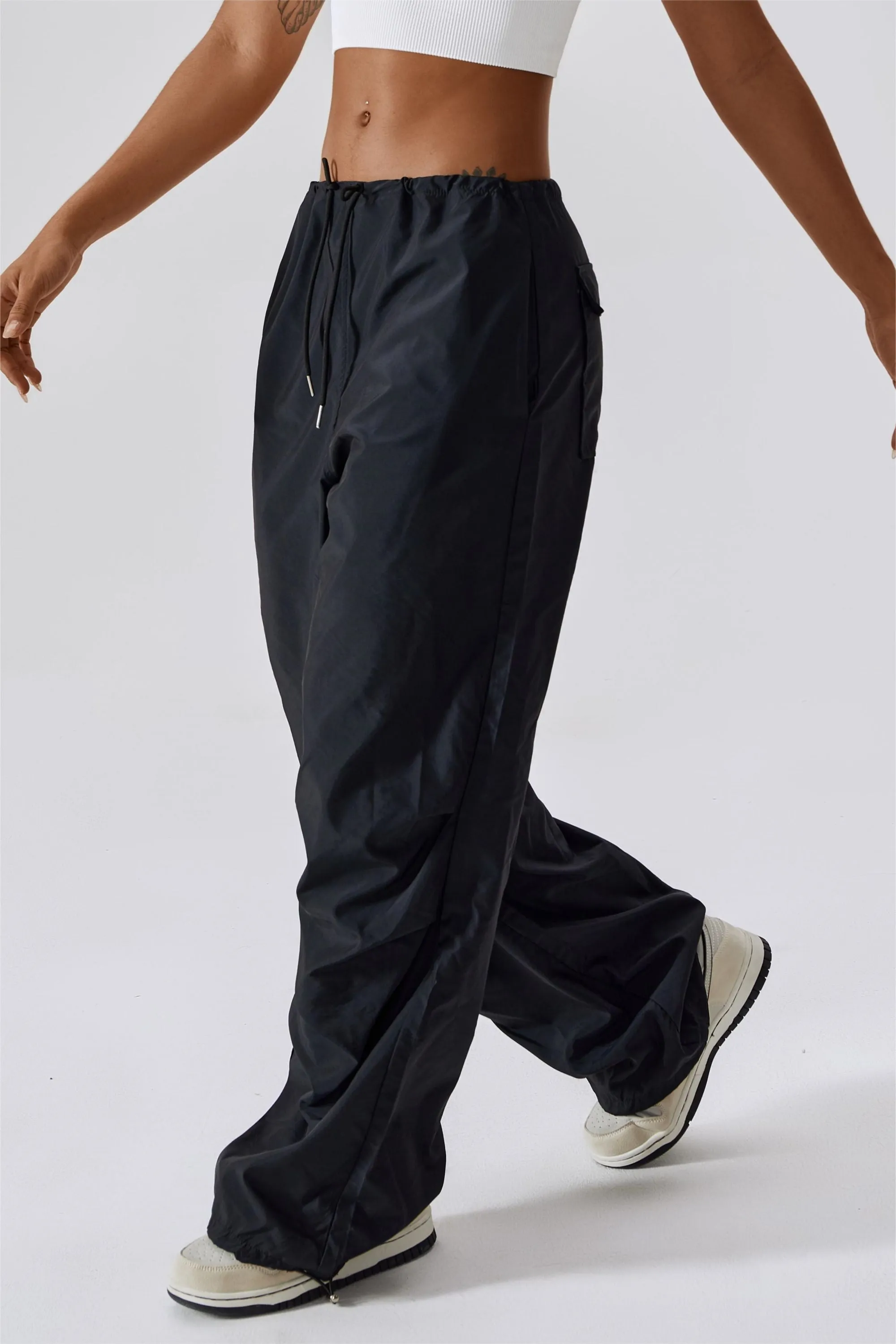 Baggy Fit Cargo Pants with Drawstring