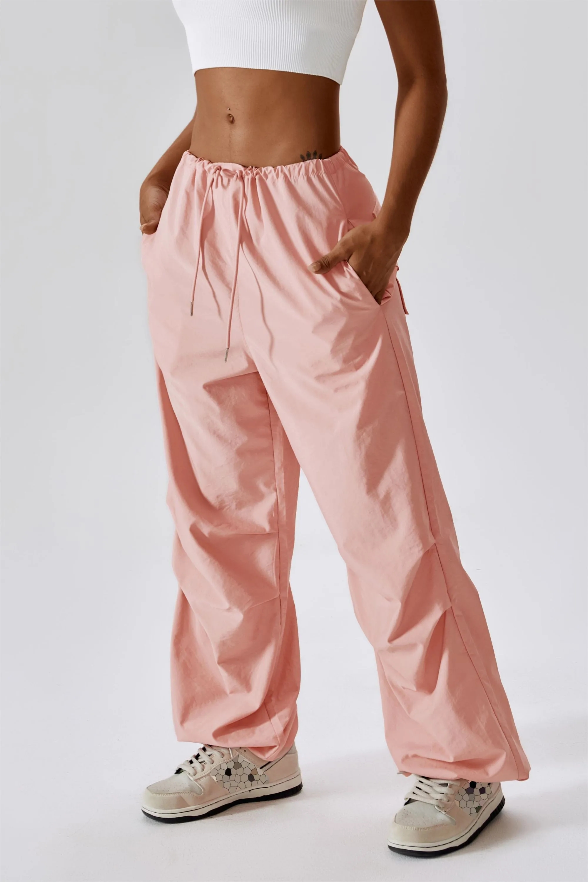 Baggy Fit Cargo Pants with Drawstring