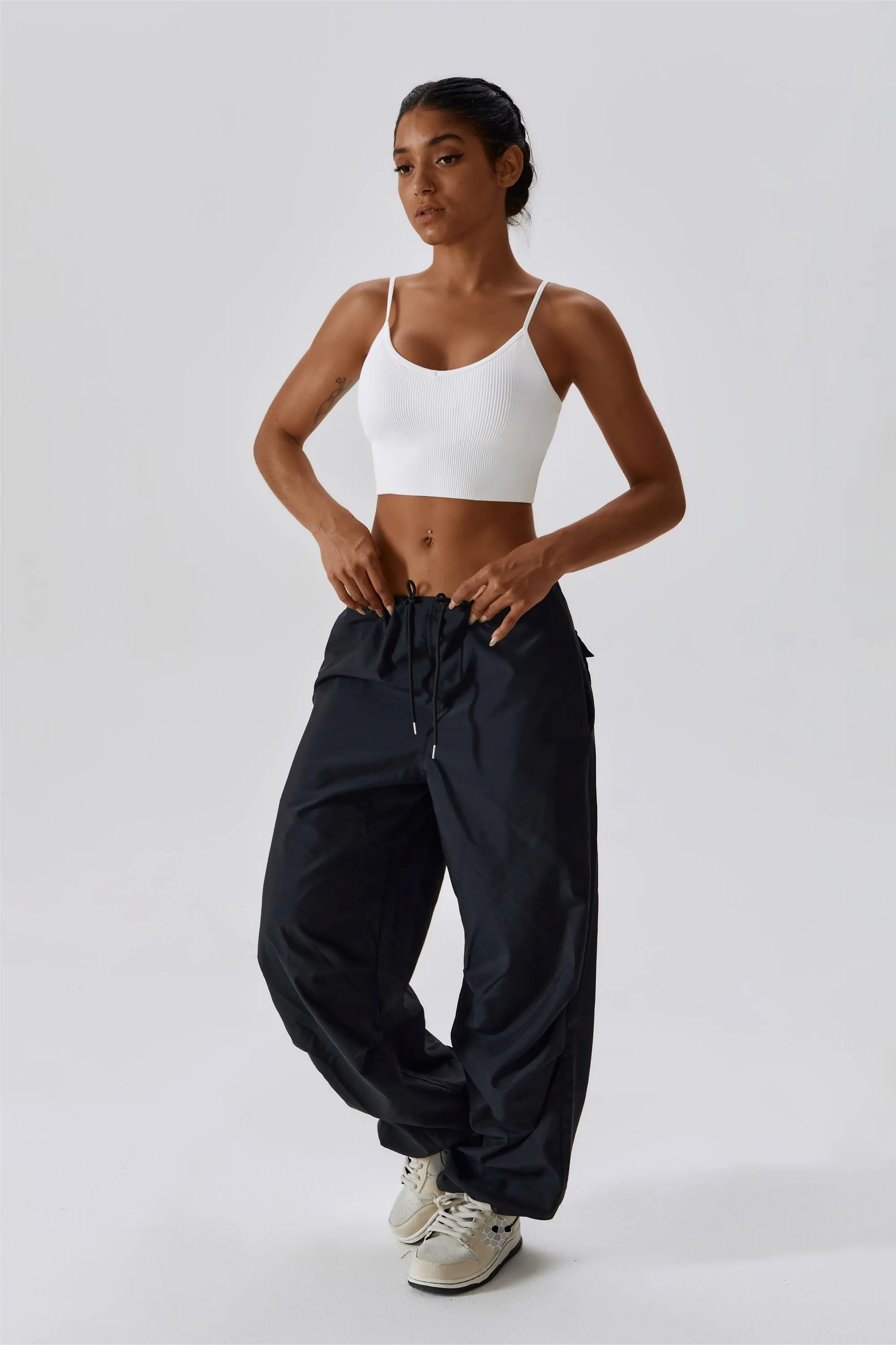 Baggy Fit Cargo Pants with Drawstring