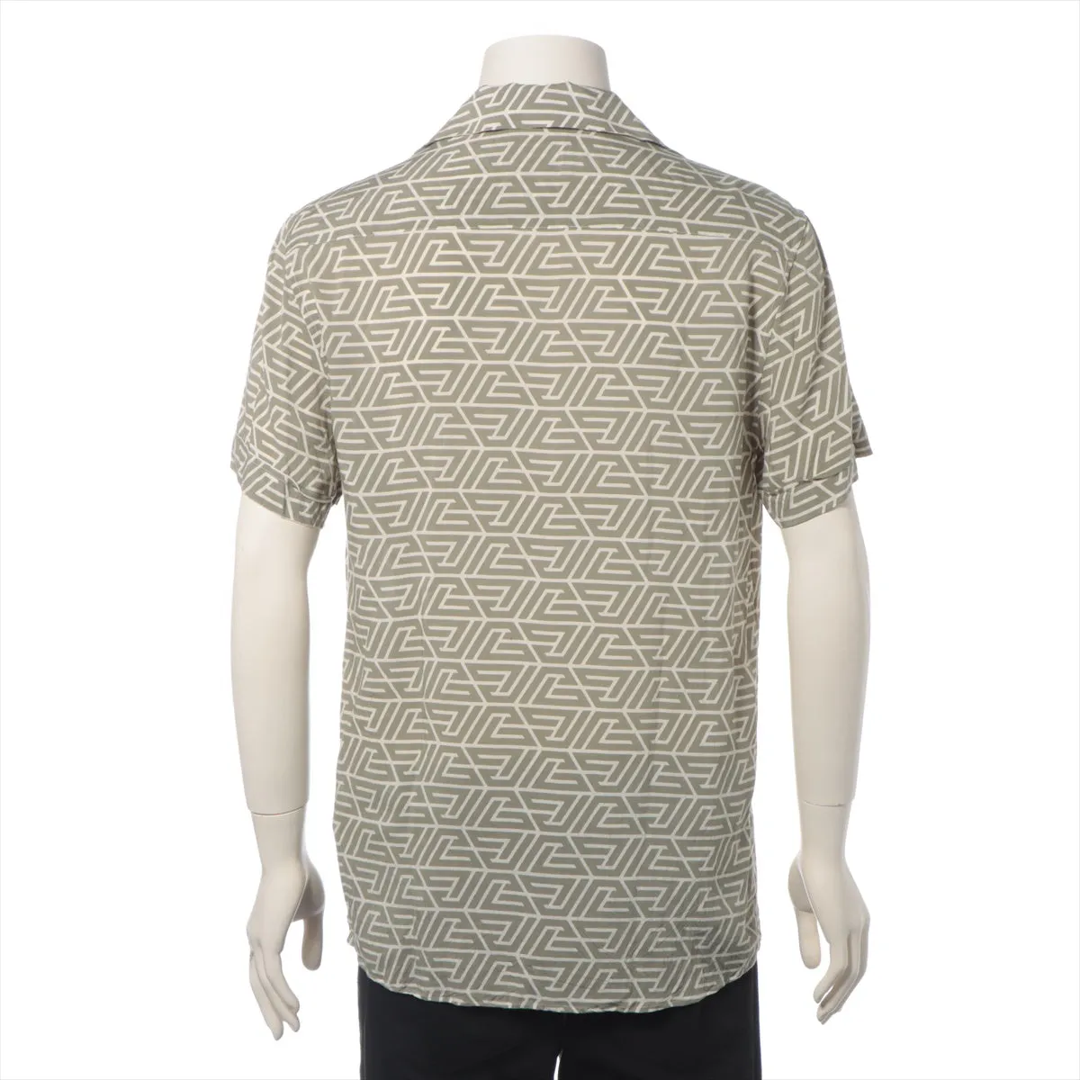 Balmain Monogram Viscose Shirt  Khaki x Beige