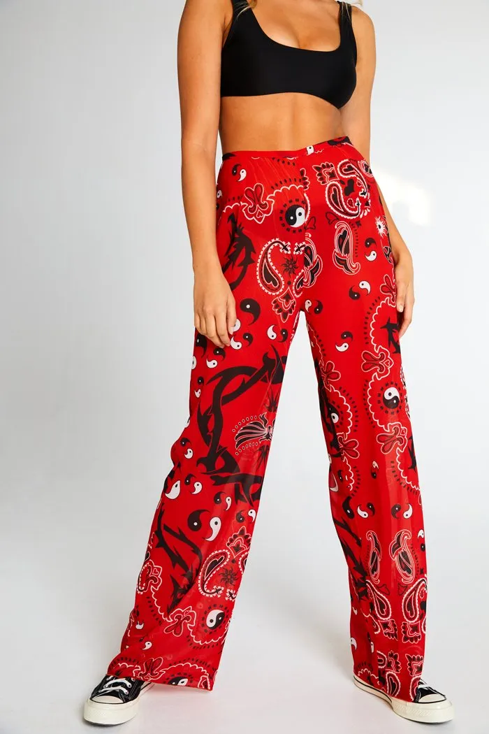 Bandana Print Chiffon Trousers