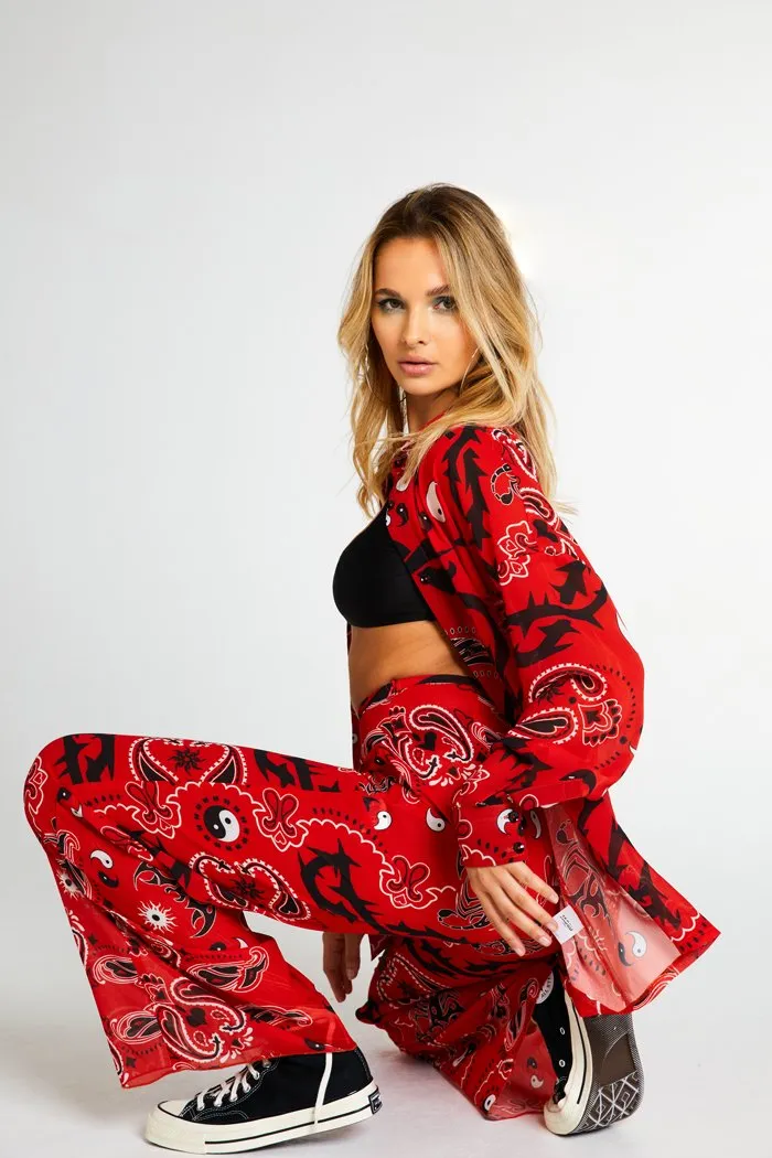 Bandana Print Chiffon Trousers