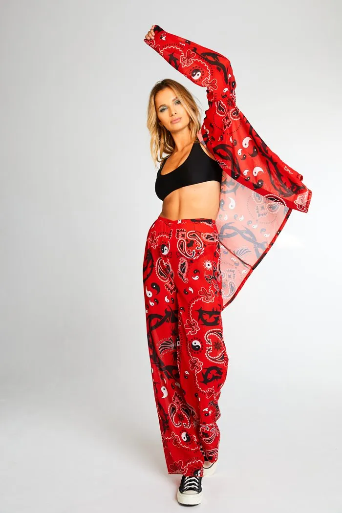 Bandana Print Chiffon Trousers