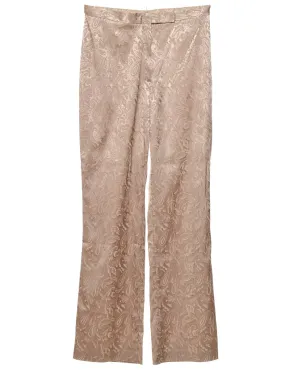 Beige Paisley Print Y2K Metallic Trousers - W28 L32