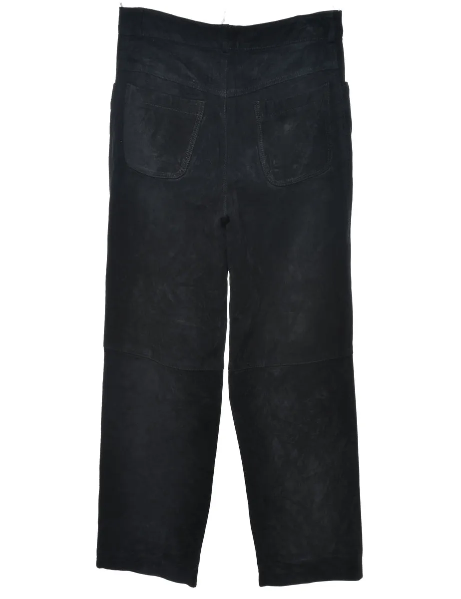 Black Classic Suede Trousers - W30 L29