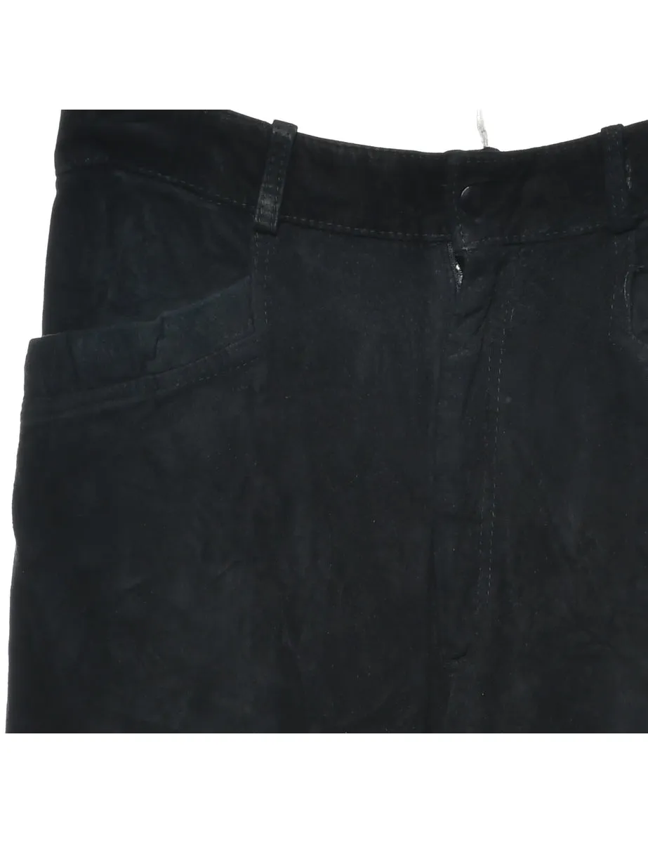 Black Classic Suede Trousers - W30 L29