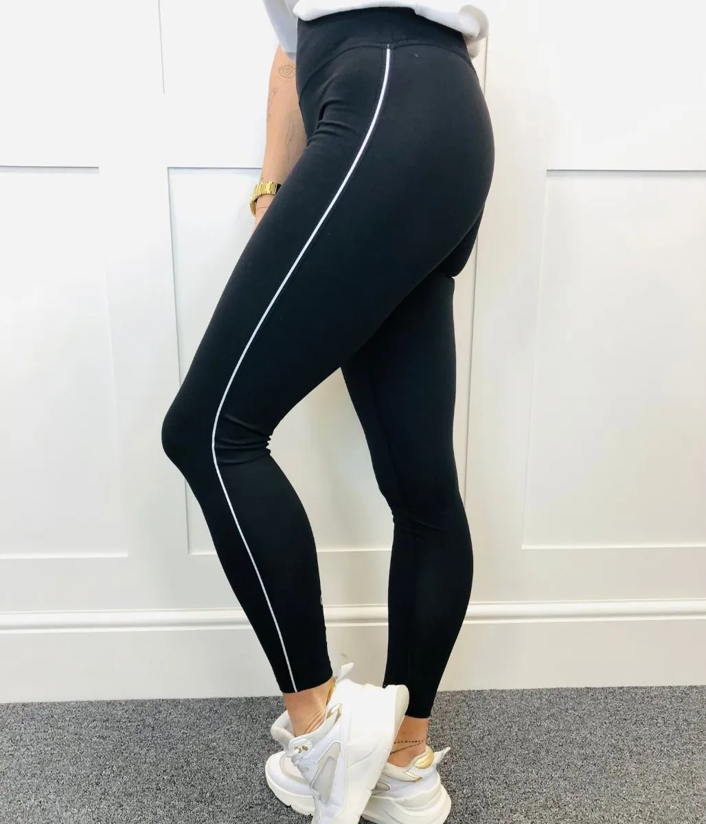 Black Side Stripe High Waisted Leggings