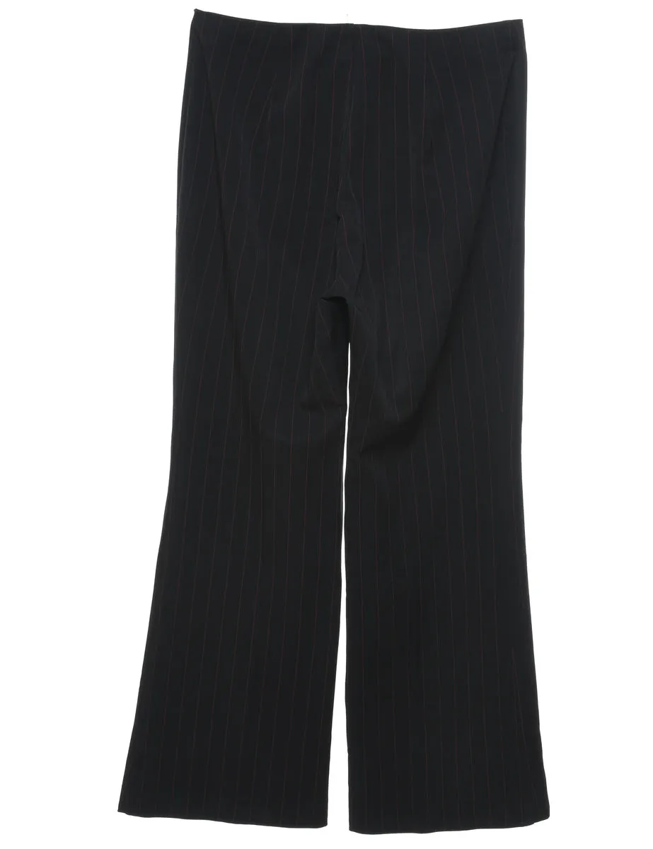 Black Striped Wide Leg Trousers - W34 L30