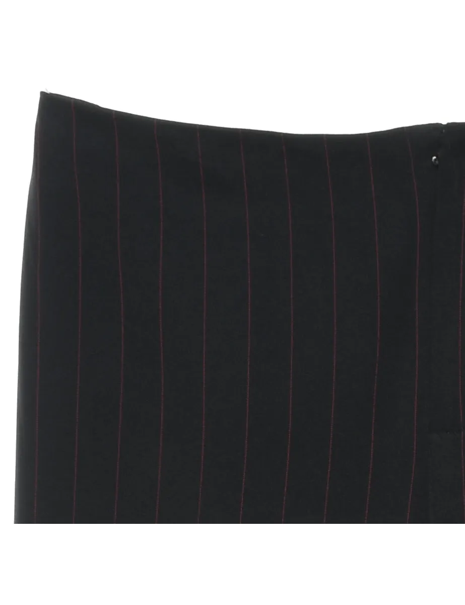 Black Striped Wide Leg Trousers - W34 L30