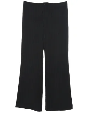 Black Striped Wide Leg Trousers - W34 L30