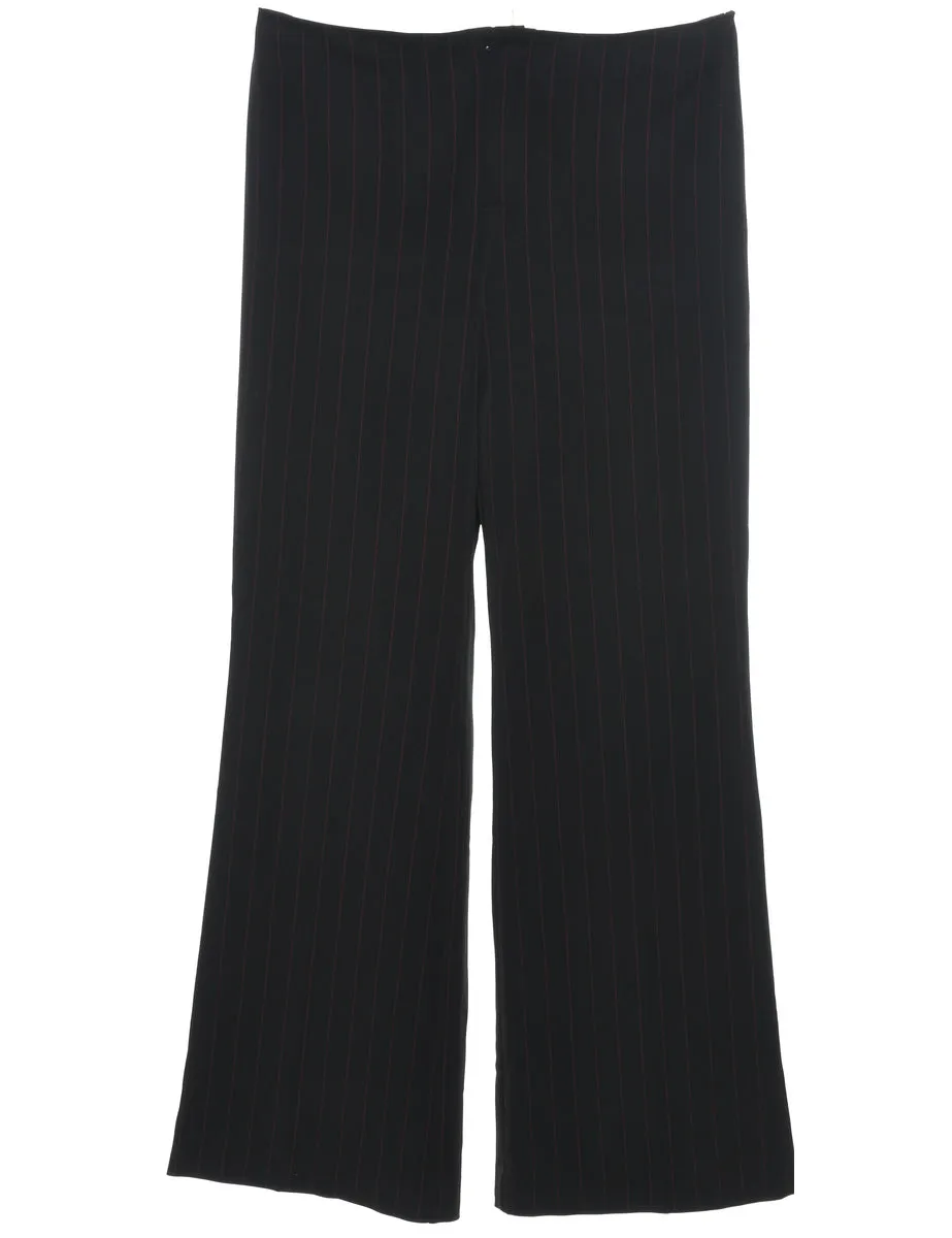 Black Striped Wide Leg Trousers - W34 L30