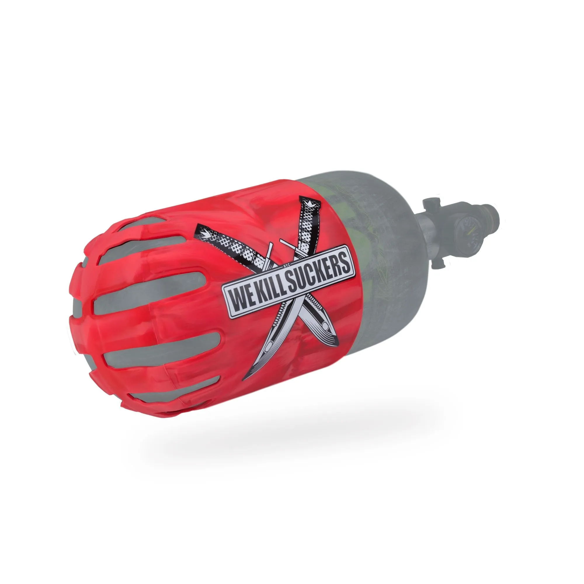 BNKR Bunker Kings Knuckle Butt Paintball Tank Cover - WKS Knife - Red