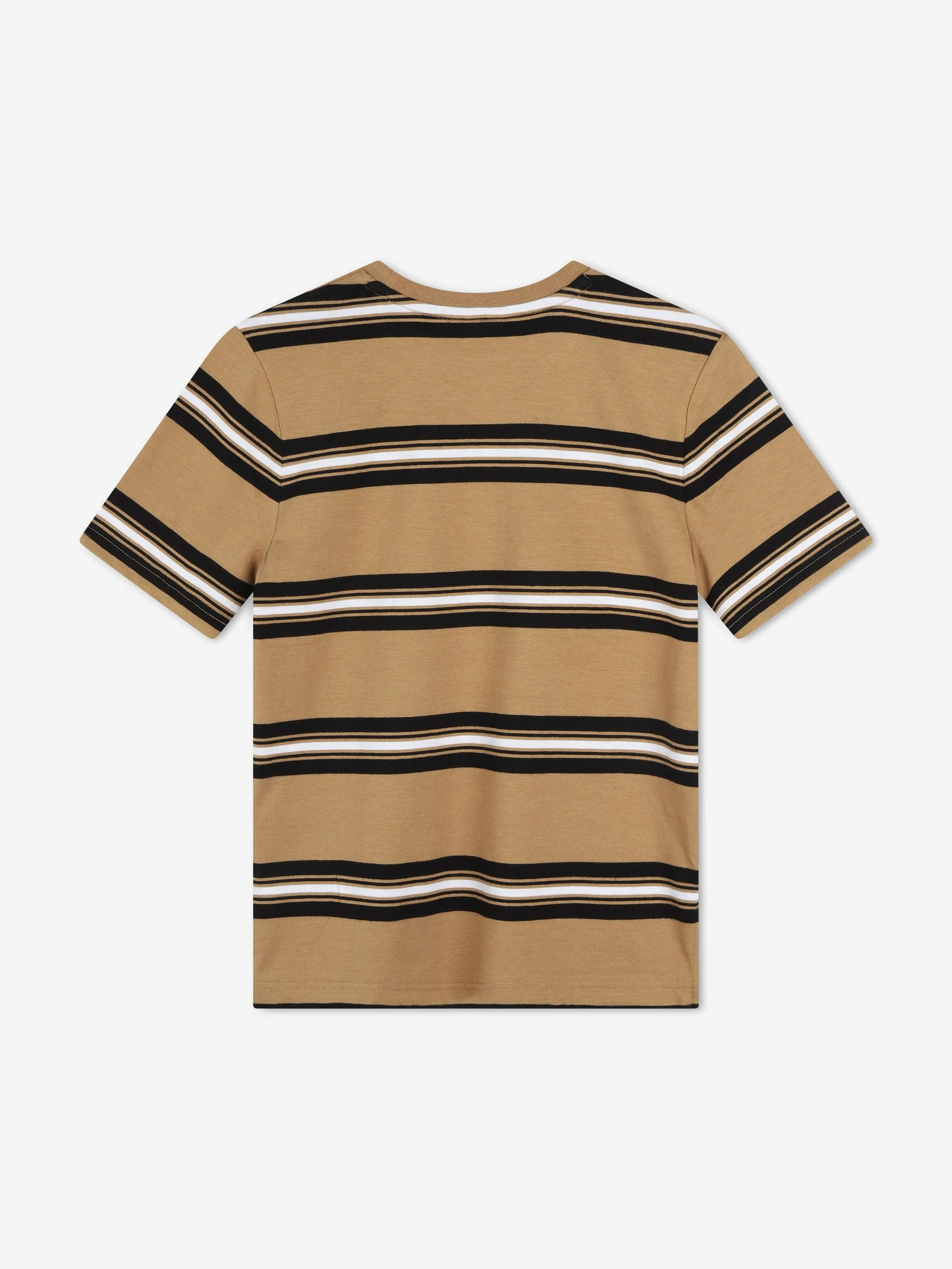 BOSS Boys Striped Logo T-Shirt in Brown