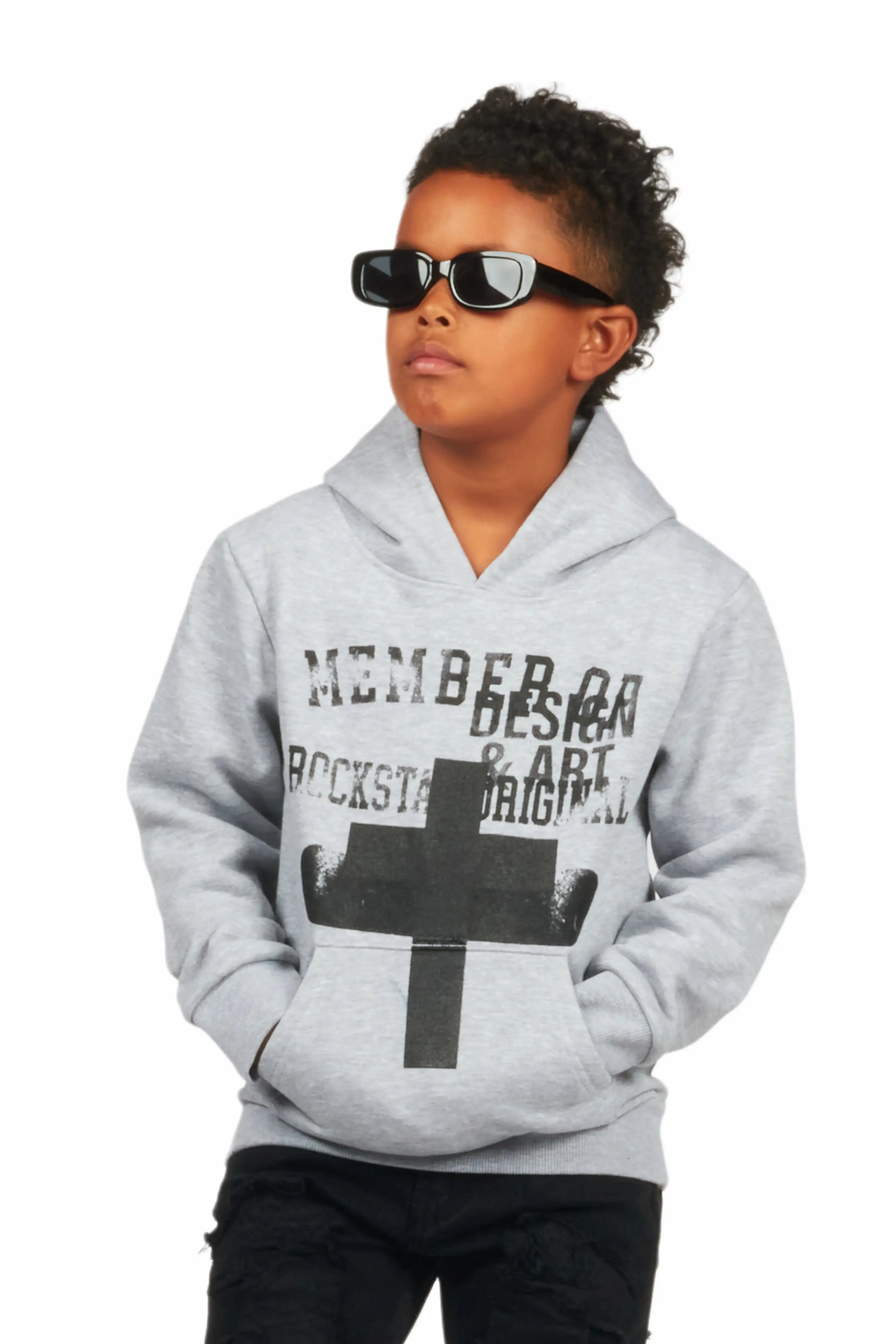 Boys Alaric Grey Graphic Hoodie