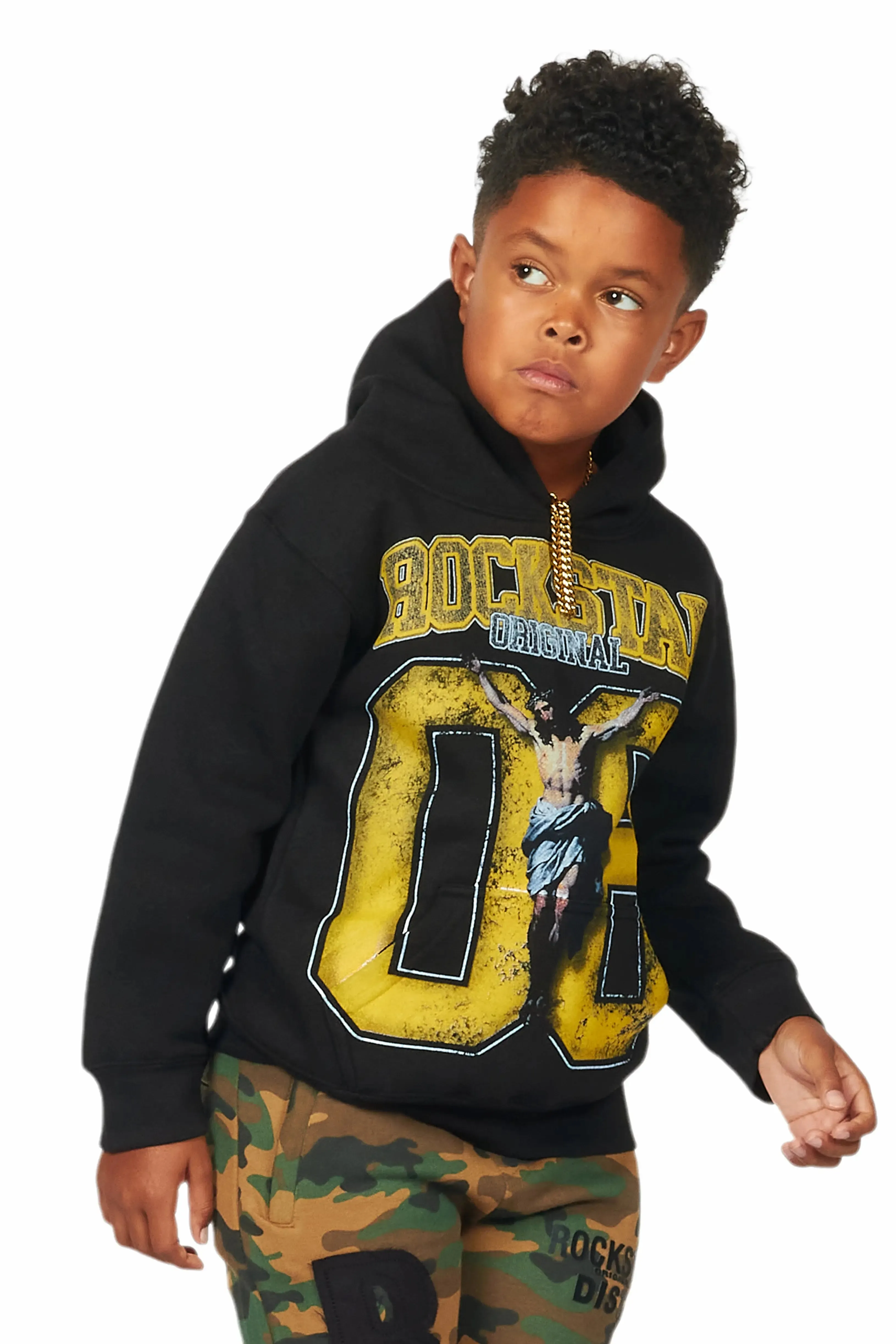 Boys Fields Black Graphic Hoodie