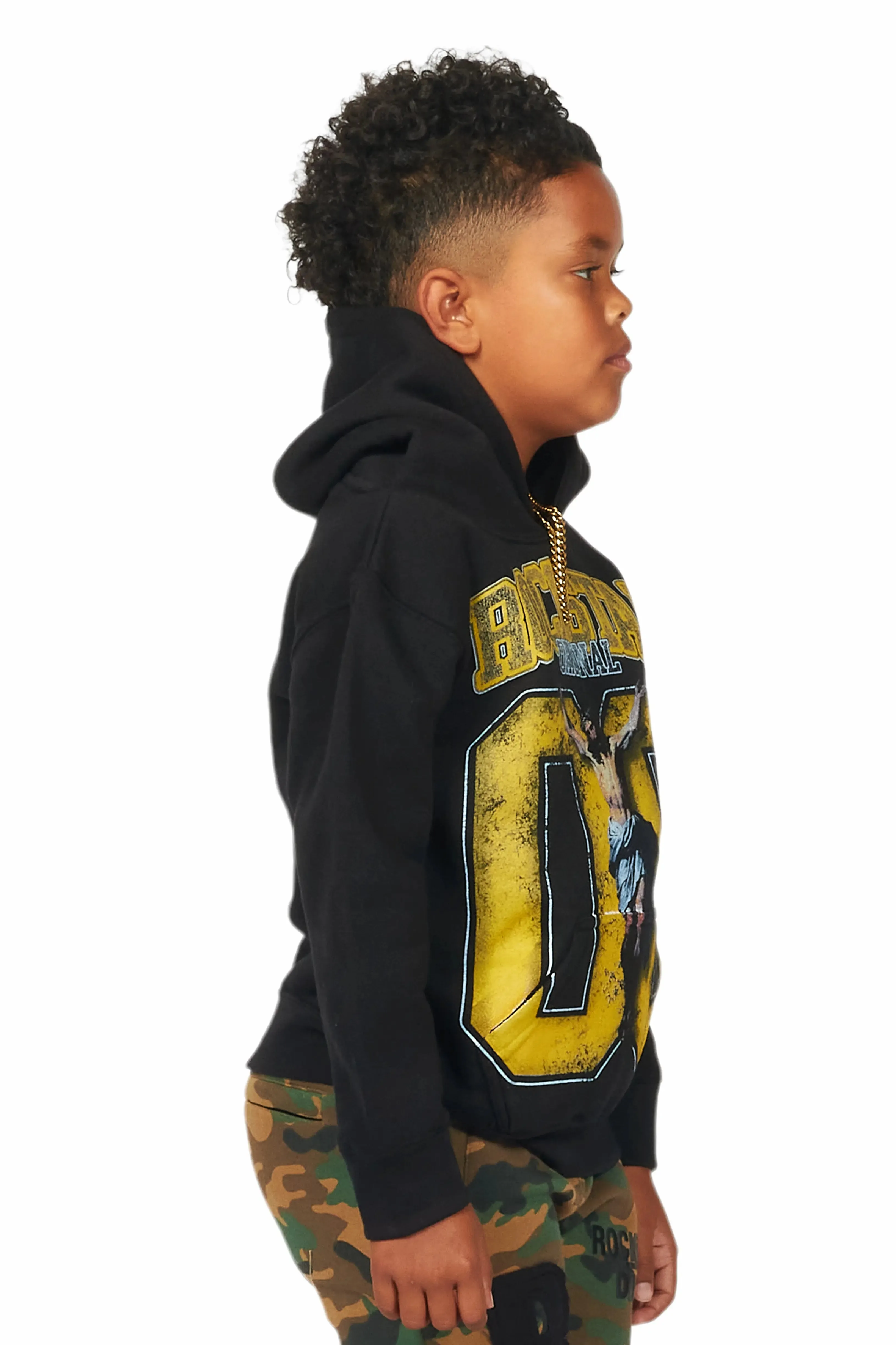 Boys Fields Black Graphic Hoodie