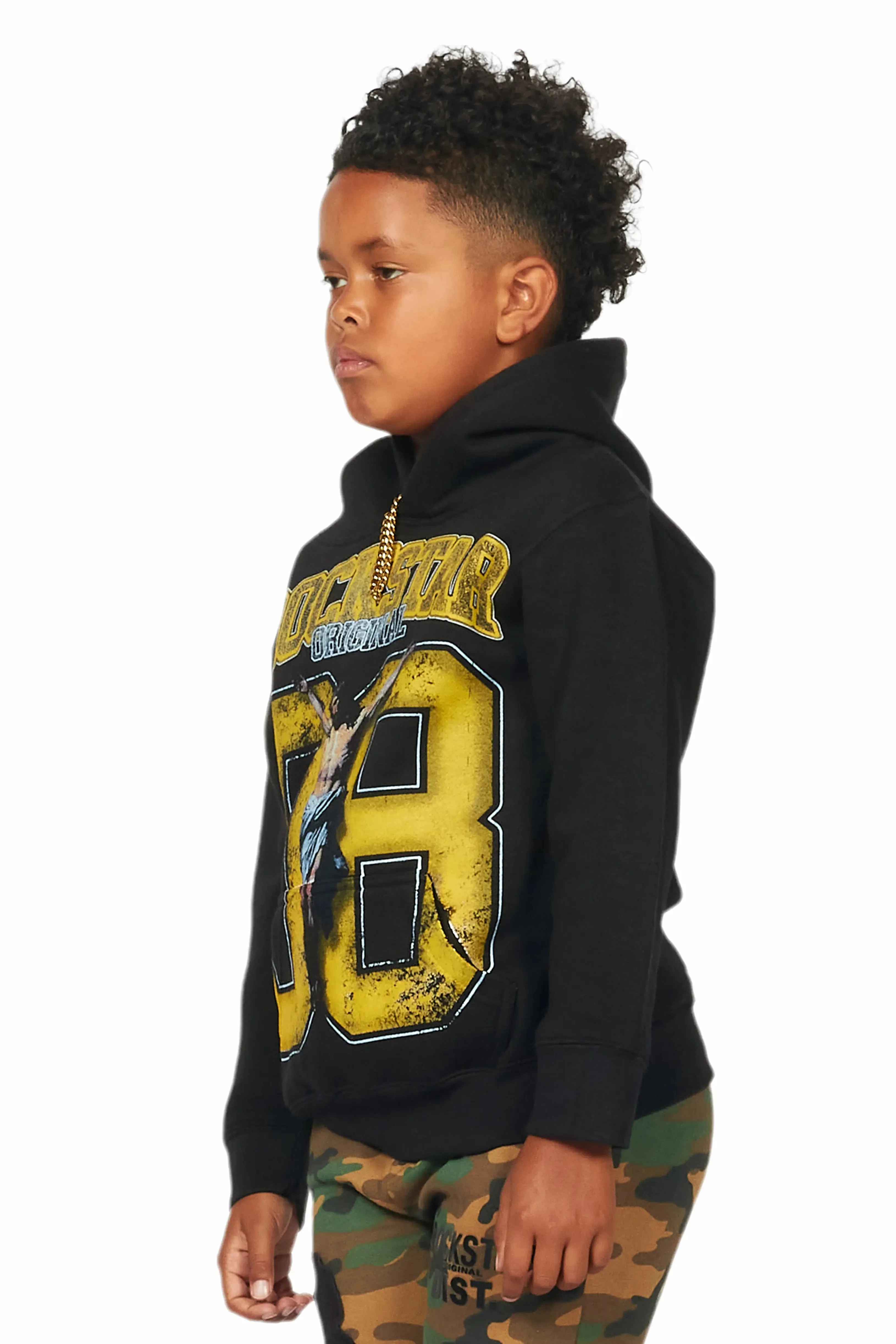 Boys Fields Black Graphic Hoodie